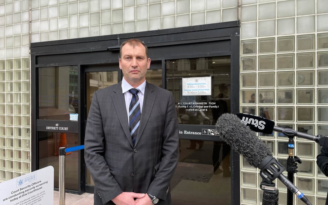 KiwiRail’s Duncan Roy outside Wellington District Court on 9 September, 2024, after the agency was sentenced and fined hundreds of thousands of dollars for endangering passengers after the Kaitaki ferry lost power in Cook Strait in January 2023.