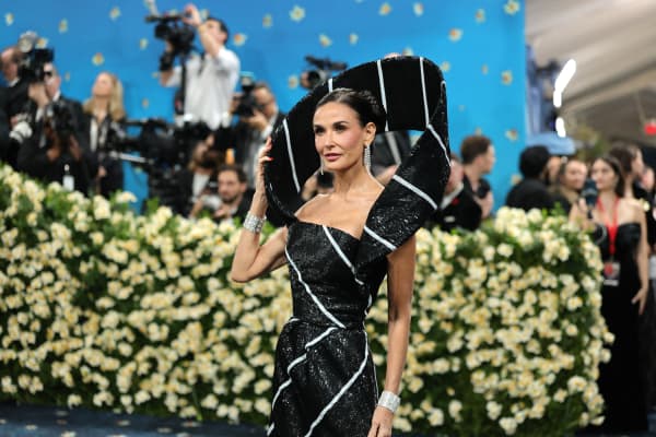 Demi Moore attends the 2025 Met Gala Celebrating "Superfine: Tailoring Black Style" at Metropolitan Museum of Art on May 05, 2025 in New York City.