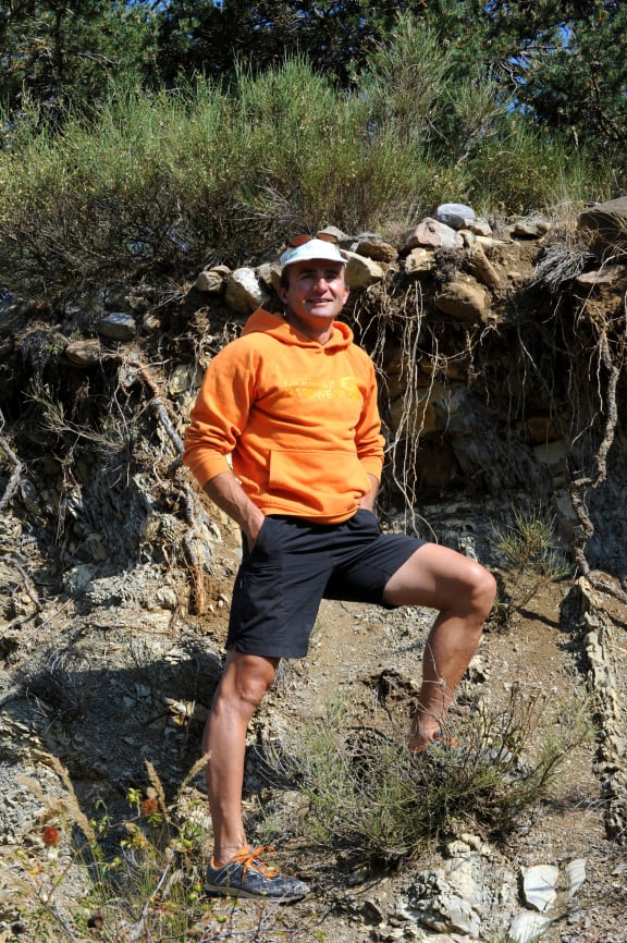 Ueli Steck as he poses at Sigoyer, in the Hautes-Alpes department of southeastern France