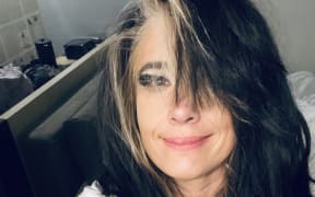 American musician Kathleen Hanna of the band Bikini Kill