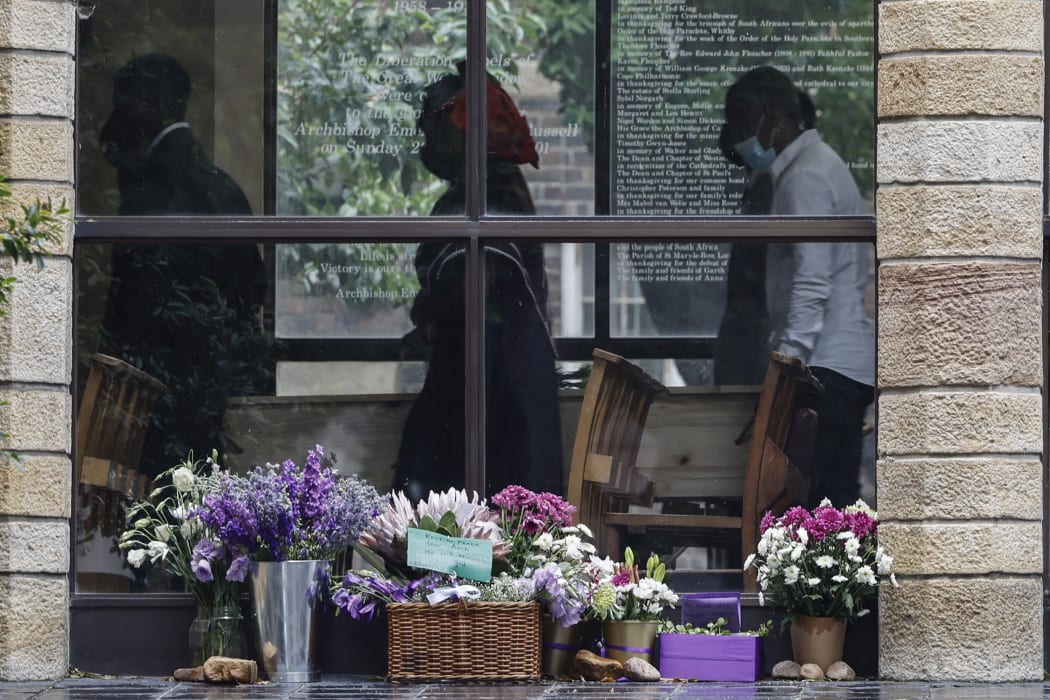 Pallbearers carry the coffin of South African anti-apartheid icon Archbishop Desmond Tutu during the requiem mass held for his funeral at St. George’s Cathedral in Cape Town on 1 January, 2022.