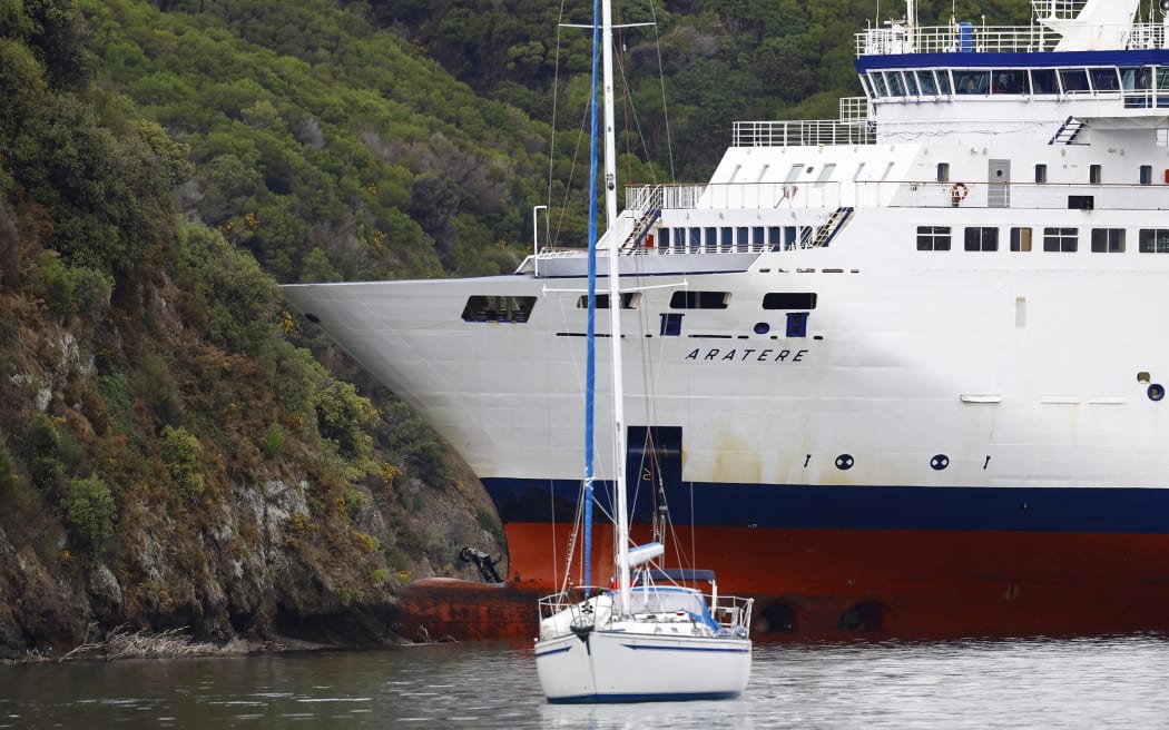 The Interislander ferry Aratere, aground near Picton in June last year.